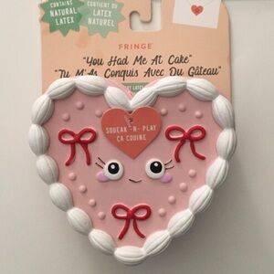 NEW Dog Toy Latex Pink Shaped Heart Cake Squeaker “You Had Me at Cake” | Fringe